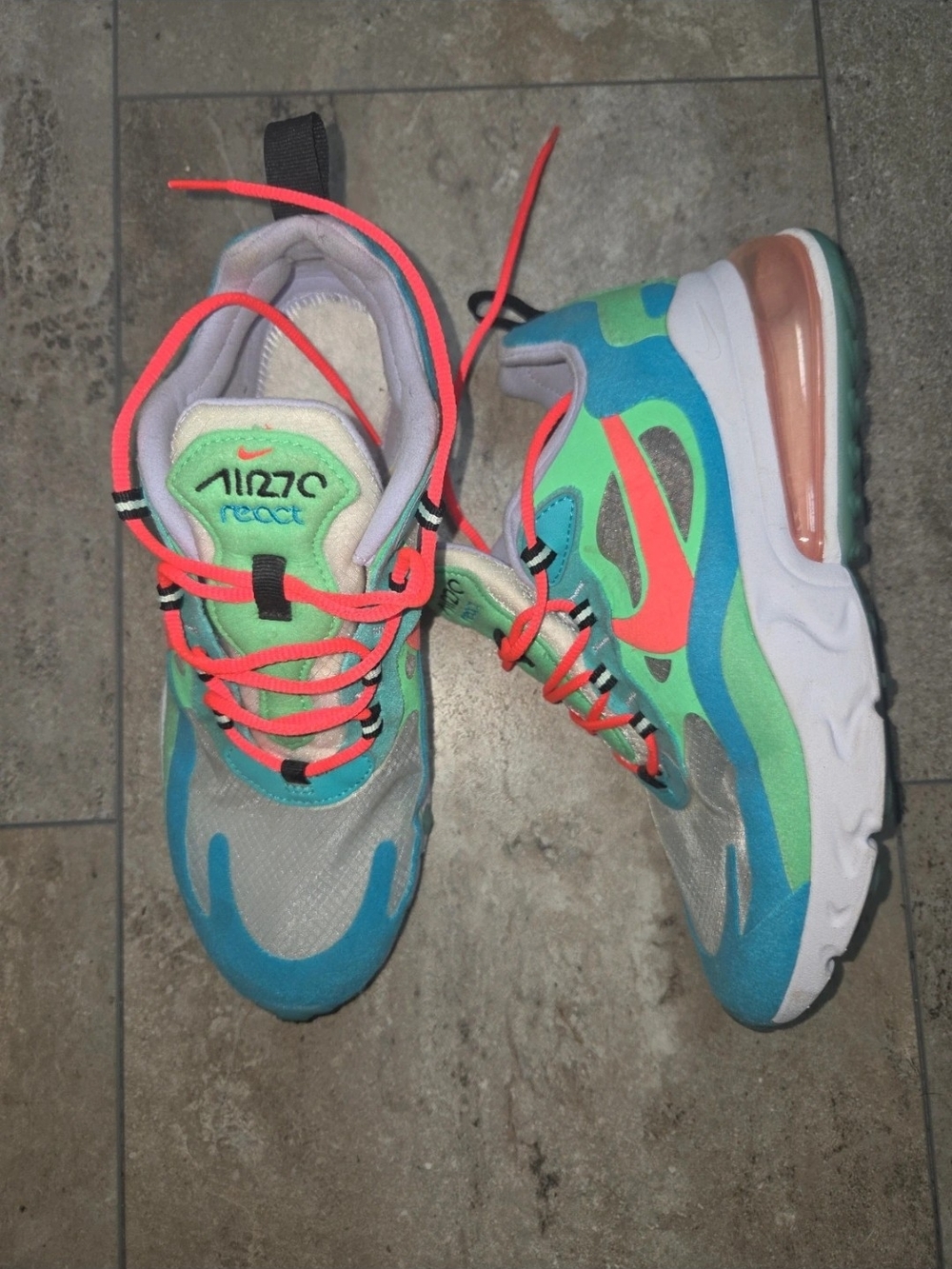 - Nike Women's Air Max 270 React Sneakers in Teal, Seafoam & Coral